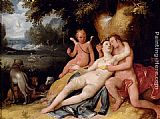 Cornelis Cornelisz Venis And Adonis With Cupid In A Landscape painting